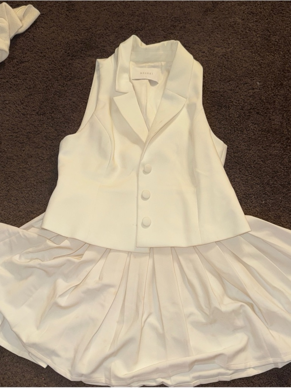 Meshki White Sleeveless Button-Front Vest Top